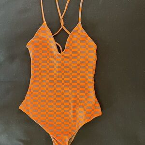 Acacia Swimwear Orange One Piece Plunge Swimsuit